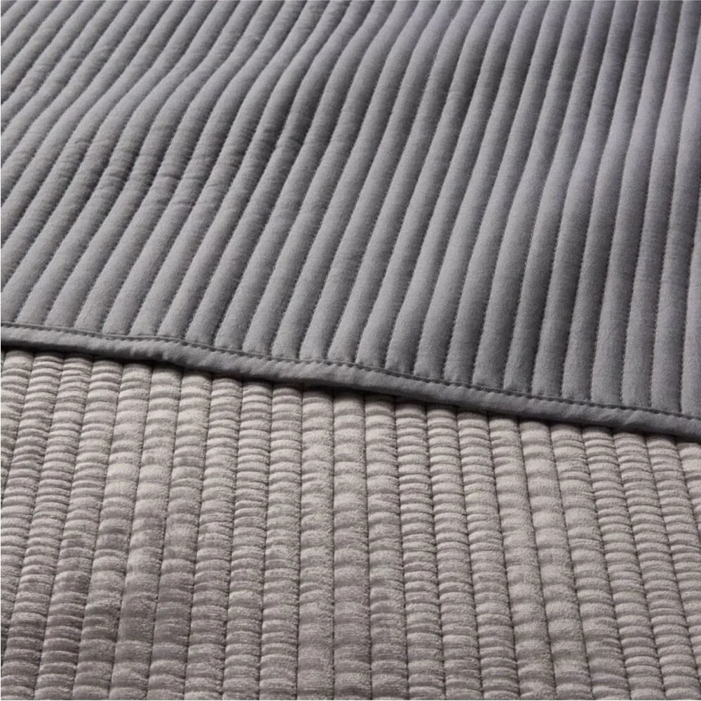 THRESHOLD NWT ruched velvet quilt -gray -king